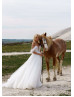 Off Shoulder Beaded White Tulle Fabulous Wedding Dress